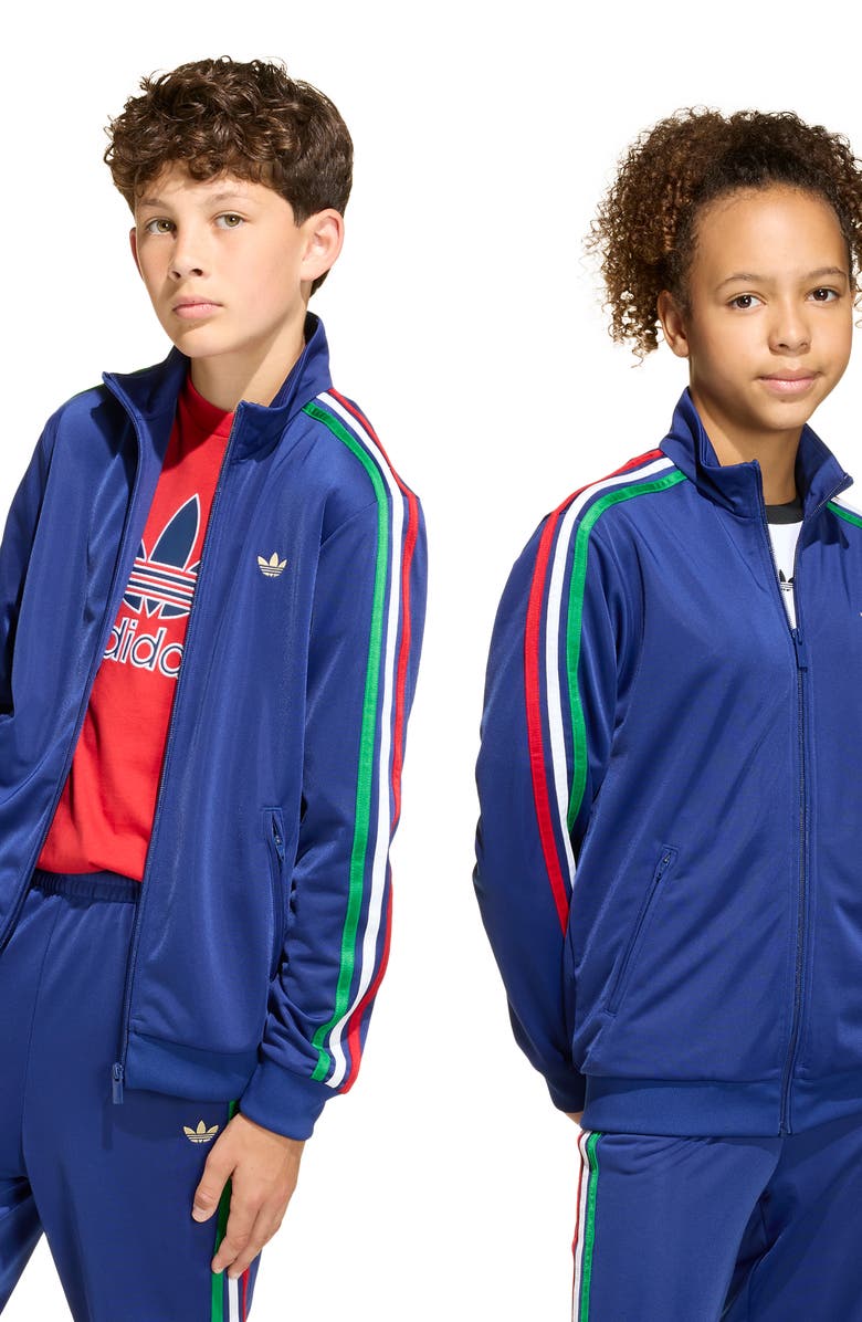 adidas Originals Kids' Firebird Recycled Polyester Track Jacket, Alternate, color, Victory Blue/ Light Gold