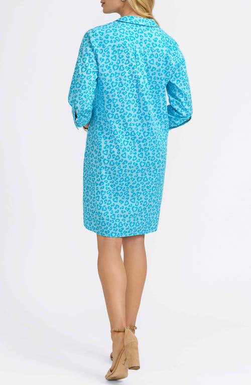 Foxcroft Sloane Leopard Spot Shirtdress In Ibiza Turq Multi