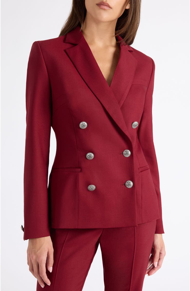 Santorelli Quinn Double Breasted Jacket in Lightweight Virgin Wool Stretch, Main, color, Bordeaux