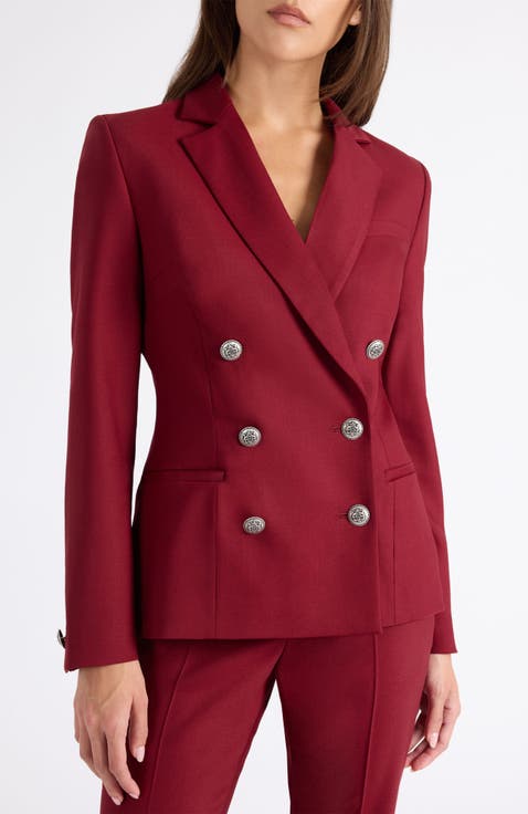 Quinn Double Breasted Jacket in Lightweight Virgin Wool Stretch