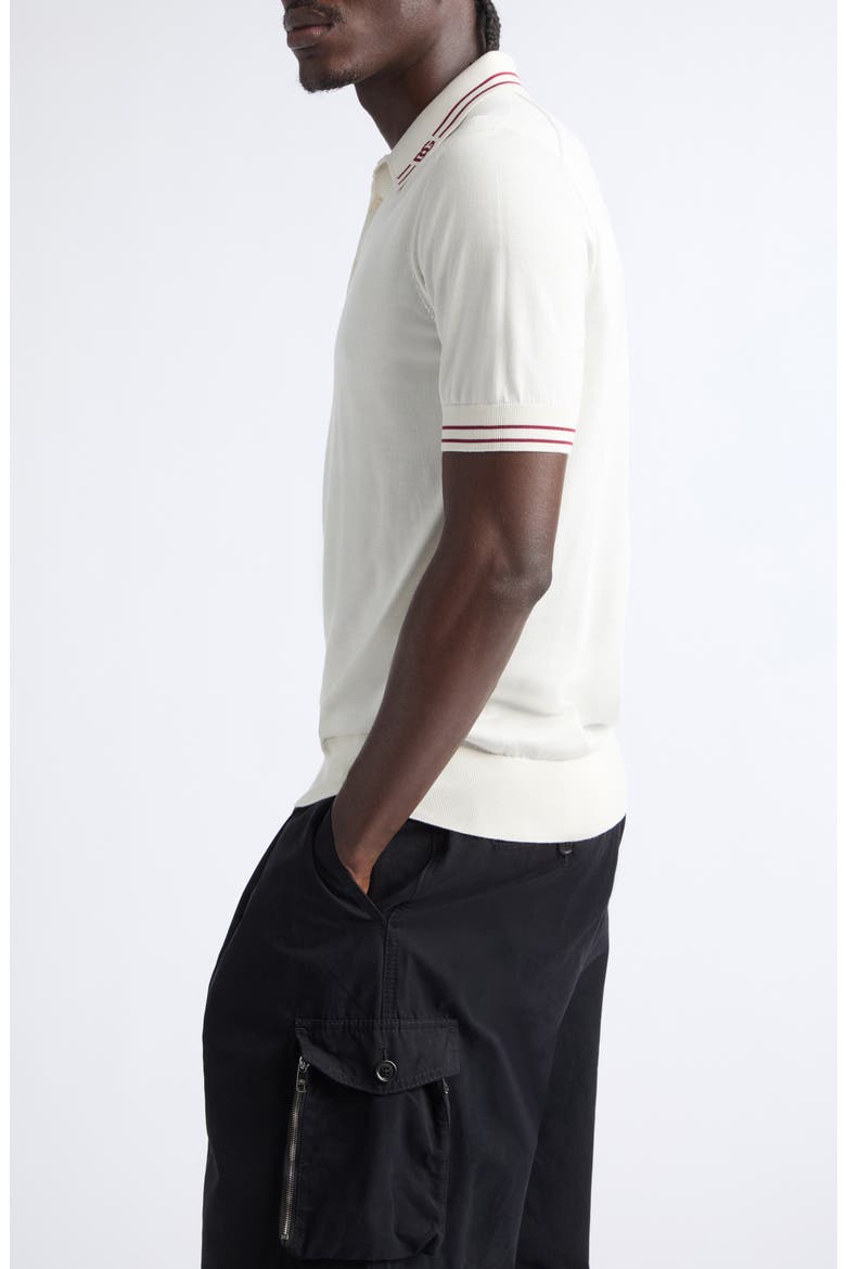Tipped Silk Polo, Alternate, color, W0001 BIANCO NATURALE