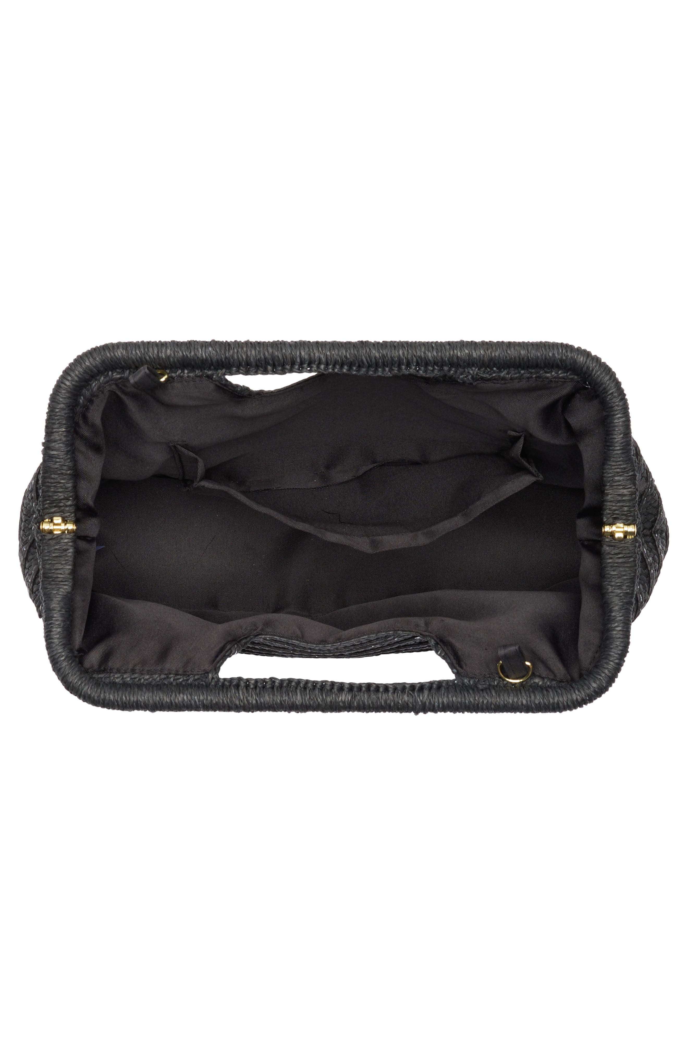 Collection XIIX Cutout Handle Straw Clutch, Alternate, color, Black