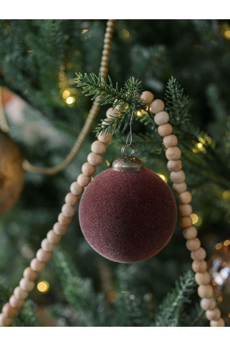3" Flocked Bordeaux Glass Ornament, Alternate, color, Bordeaux