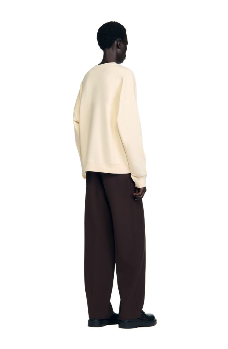 SANDRO Sweatshirt with flower patch, Alternate, color, Butter Cream