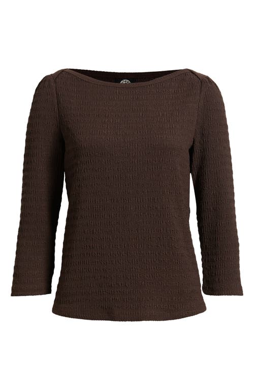 Bobeau Boat Neck Knit Shirt In Brown