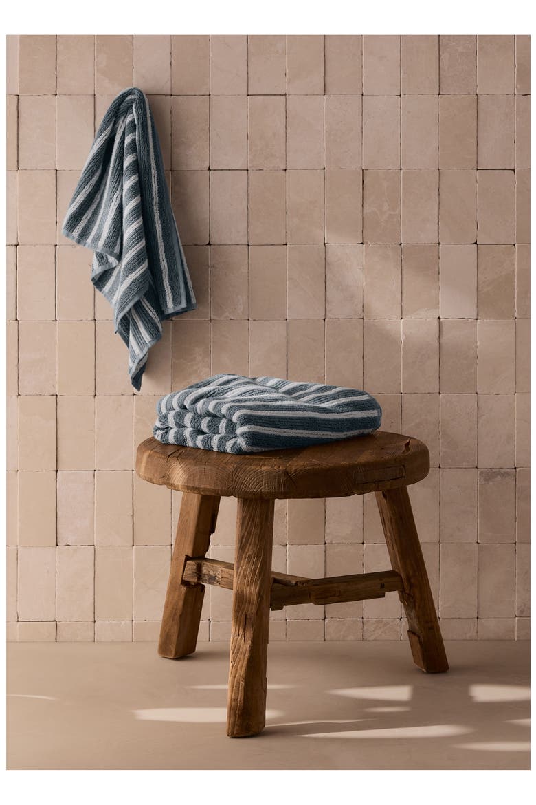 Resort Stripe Organic Cotton Terry Bath Towel, Alternate, color, WAVE/ WHITE