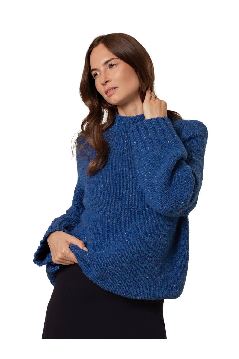 Kilcarra Tweed Funnel Neck Sweater, Main, color, Lapis