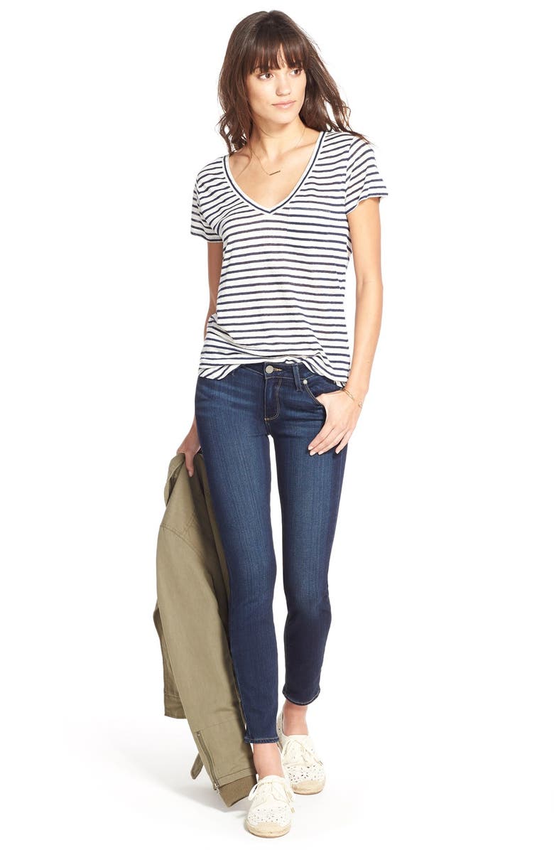 PAIGE 'Lynnea' Stripe V-Neck Pocket Tee, Alternate, color,
