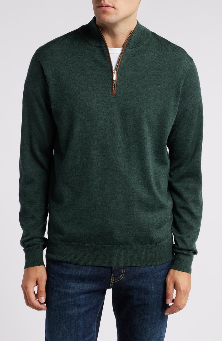 Peter Millar Autumn Crest Wool Blend Quarter Zip Sweater, Main, color, Lacinato