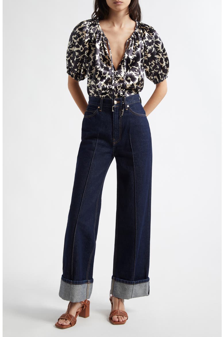 The Genevieve Topstitch Nonstretch Jeans, Alternate, color, TIGRIS RIGID WASH