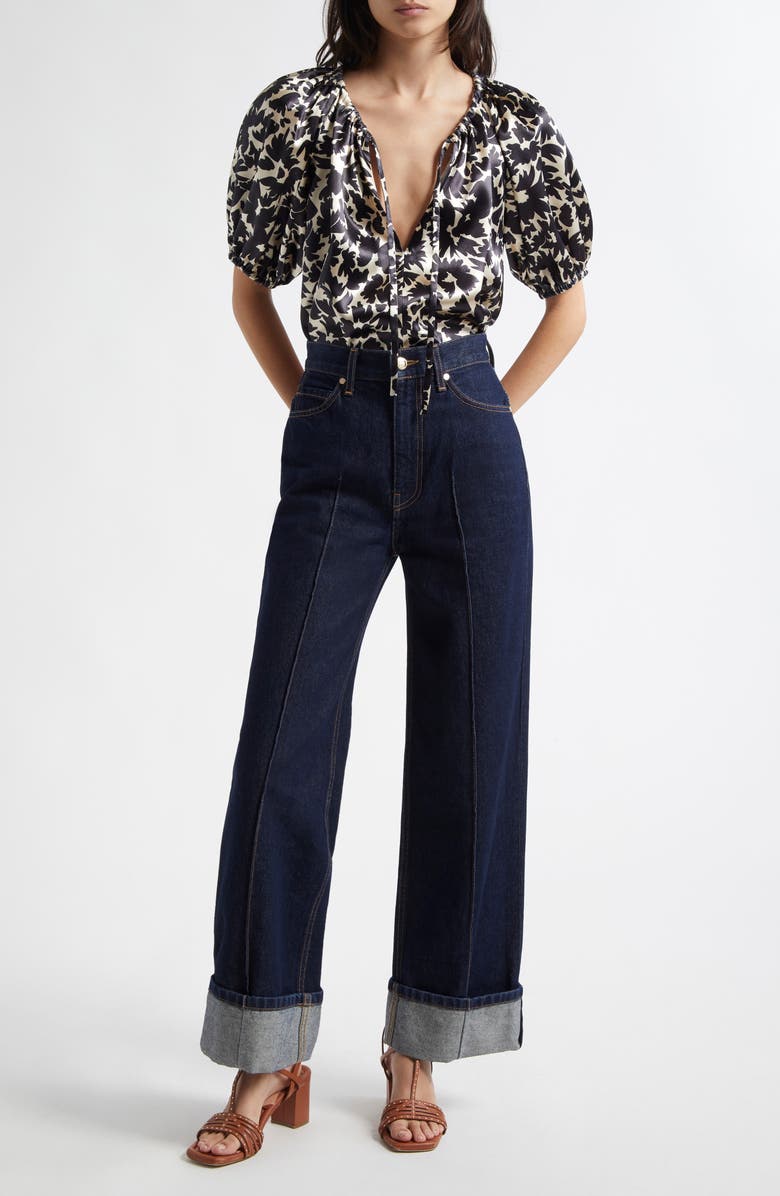 Ulla Johnson The Genevieve Topstitch Nonstretch Jeans, Alternate, color, Tigris Rigid Wash