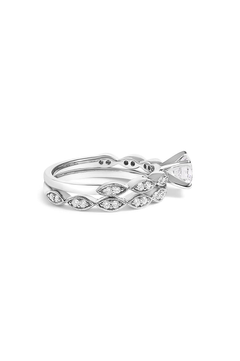 14K White Gold 1.0 Cttw Lab Grown Diamond Vintage Style Marquise Link Bridal Ring Set, Alternate, color, White