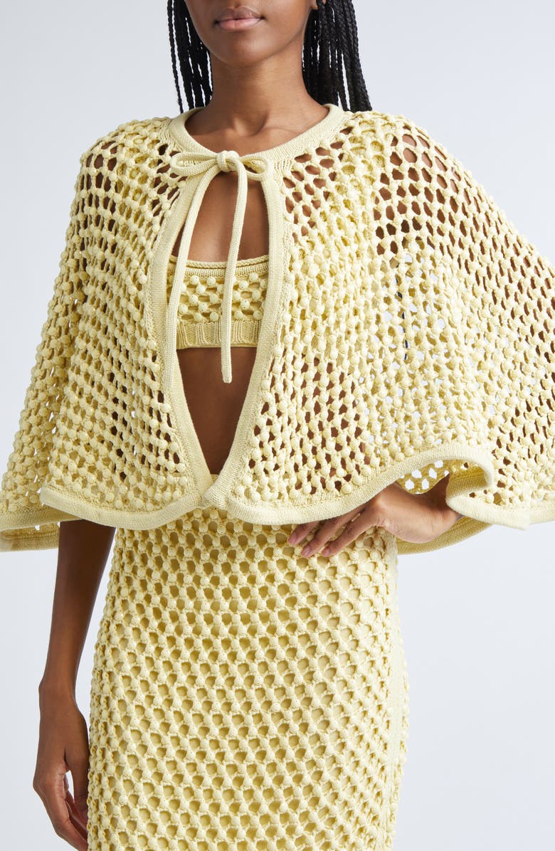 Diotima Crystal Mesh Capelet, Alternate, color, Butter