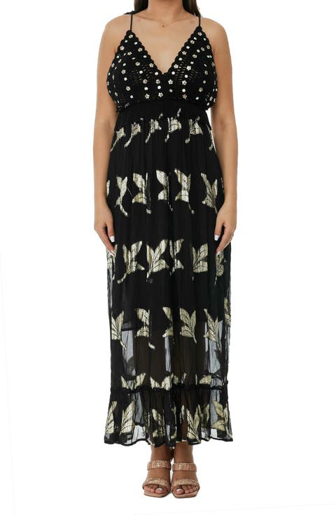 Metallic Crochet Maxi Dress