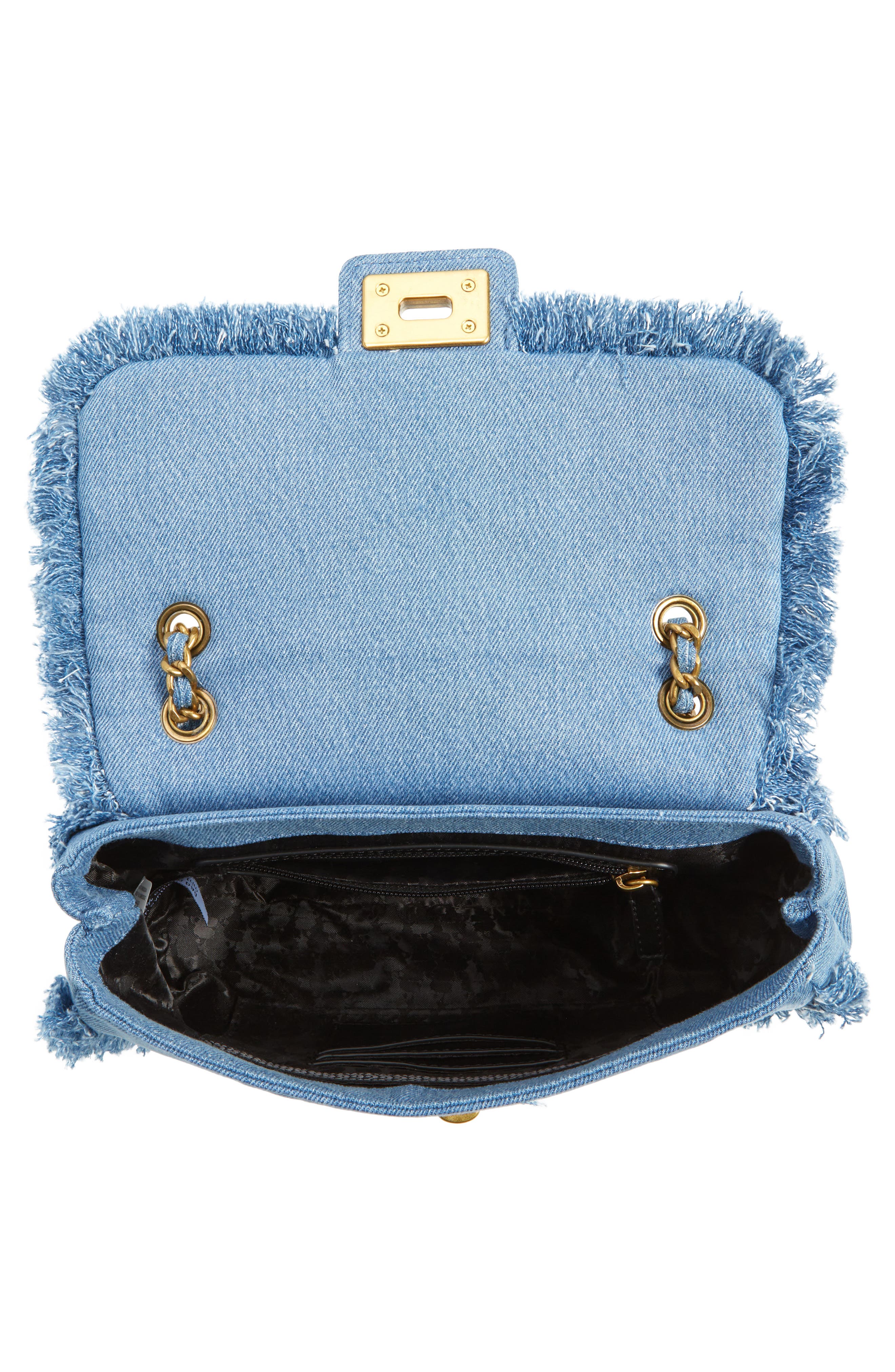 KARL LAGERFELD PARIS Medium Agyness Quilted Denim Convertible Shoulder Bag, Alternate, color, 