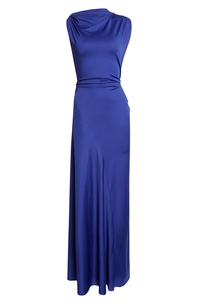 Victoria Beckham Draped Stretch Jersey Gown, Alternate, color, Bright Indigo