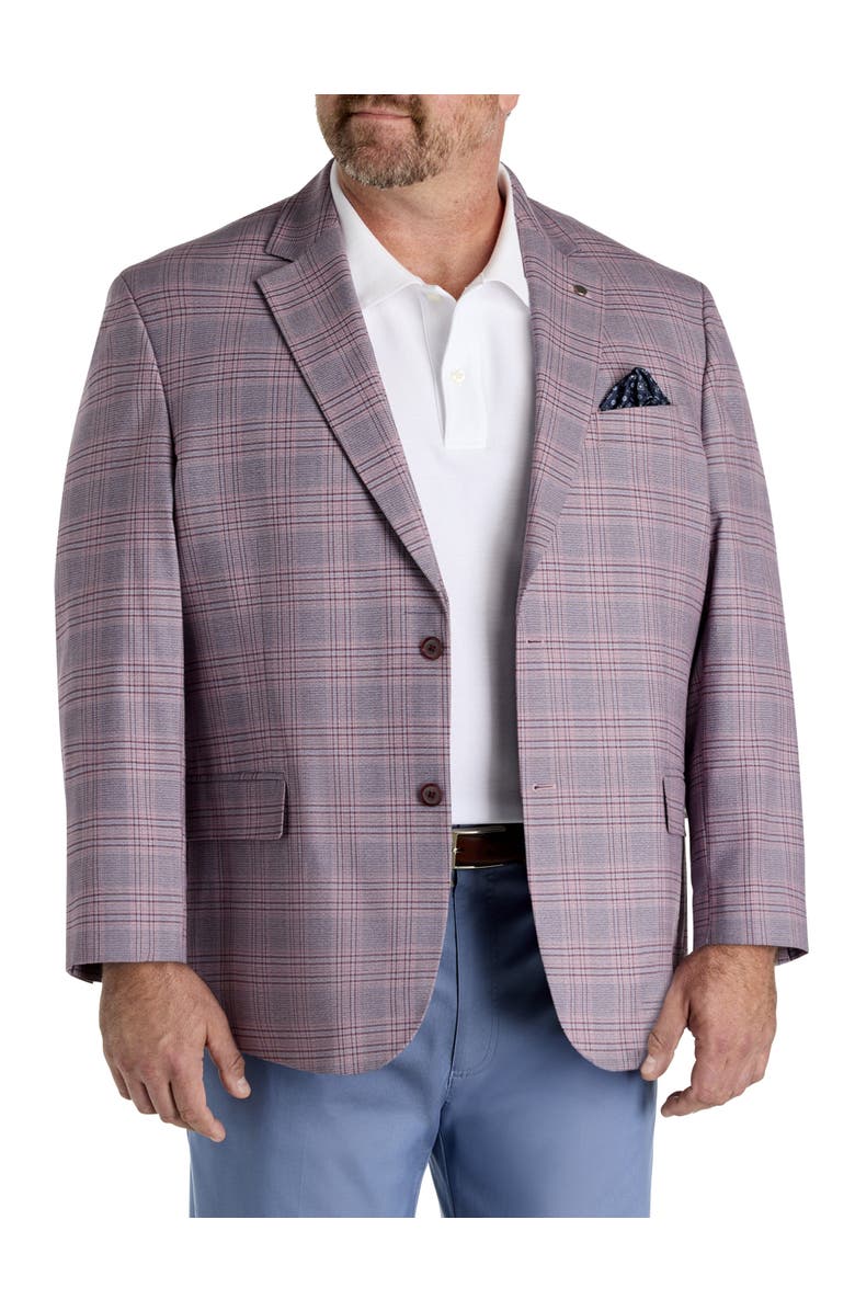 Oak Hill by DXL Big & Tall Springtime Windowpane Sport Coat, Main, color, Berry