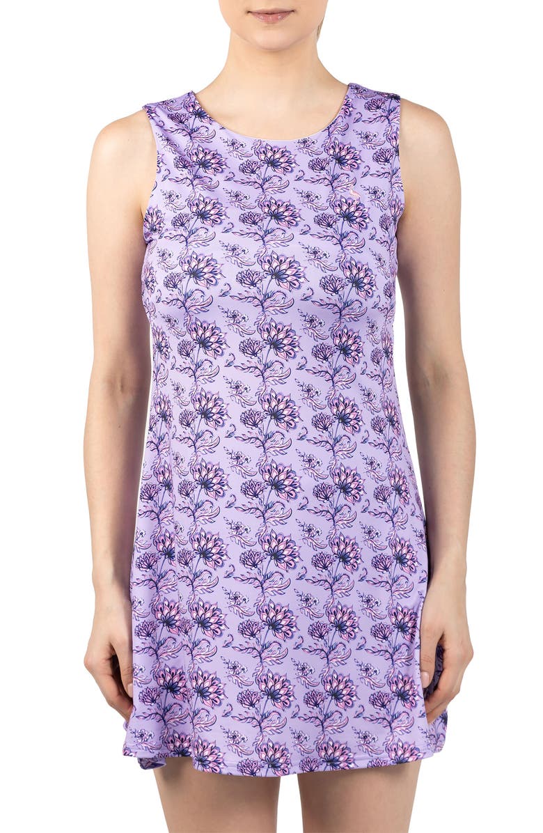 TailorByrd Floral Print Sleeveless Performance Dress, Main, color, Lavender