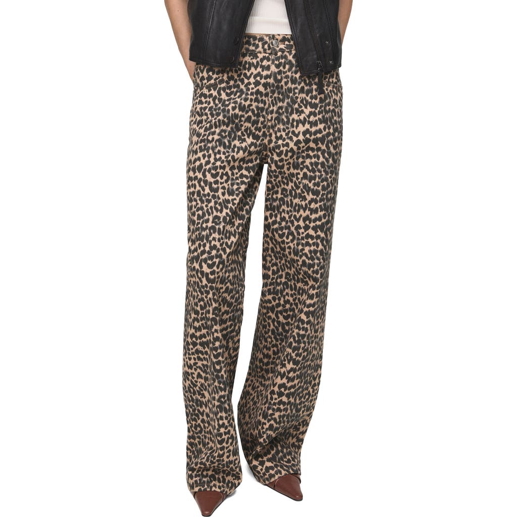 Mango Leopard Print Straight Leg Jeans In Animal Print