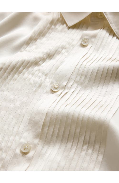 John Varvatos Pleated Front Silk Button-up Shirt In White
