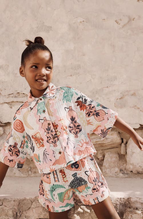 Next Kids' Fruit Print Button-up Shirt & Shorts Set In Multi