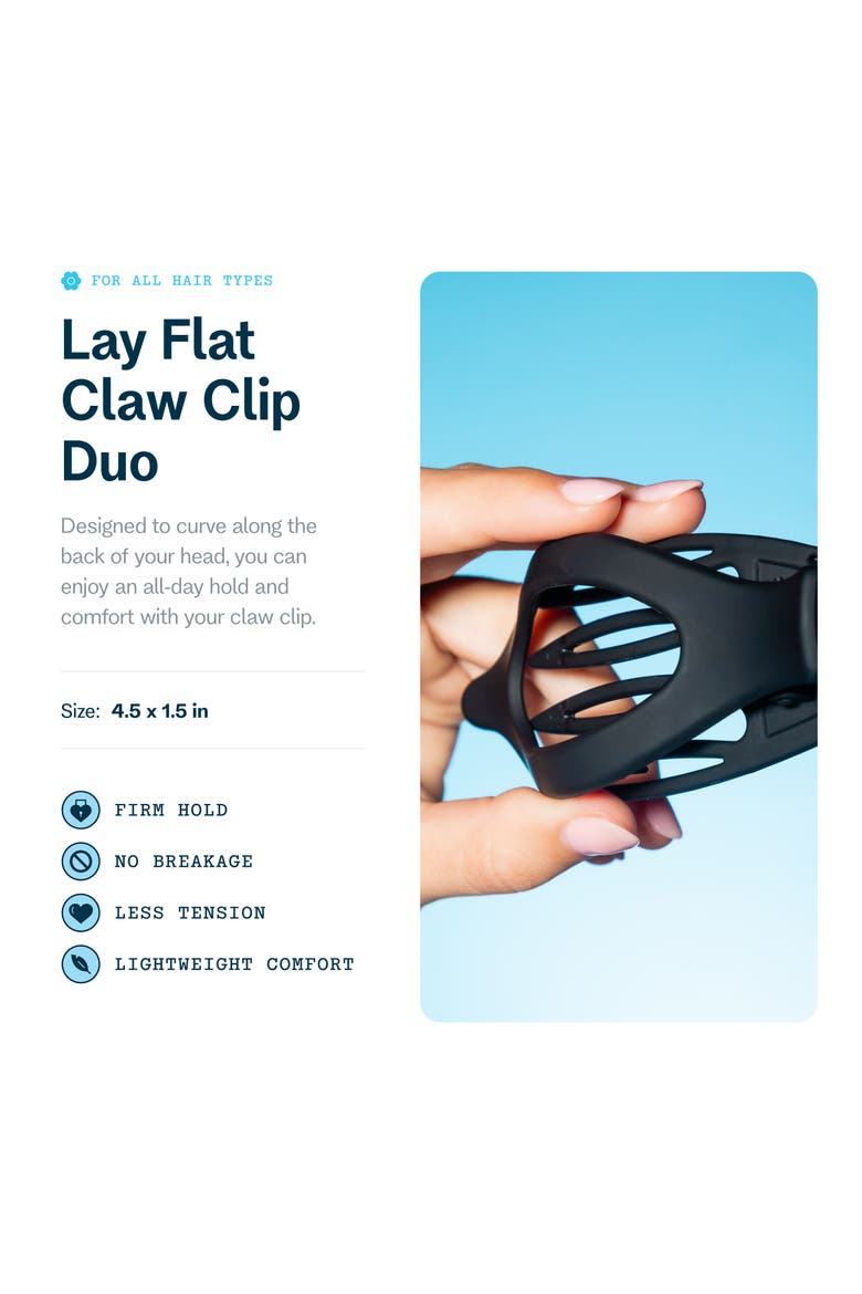 Lay Flat Oval Claw Clip Duo, Alternate, color, Brown