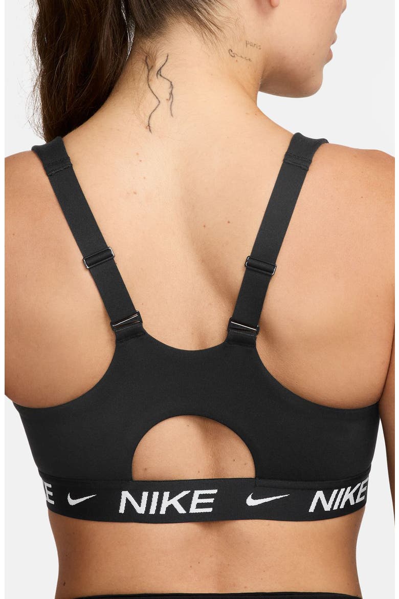 Indy Dri-FIT Zip Front Sports Bra, Alternate, color, BLACK
