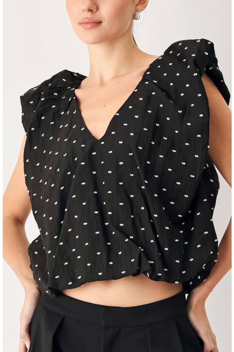 Textured Ruffle Shoulder Tencel Top, Alternate, color, BLACK