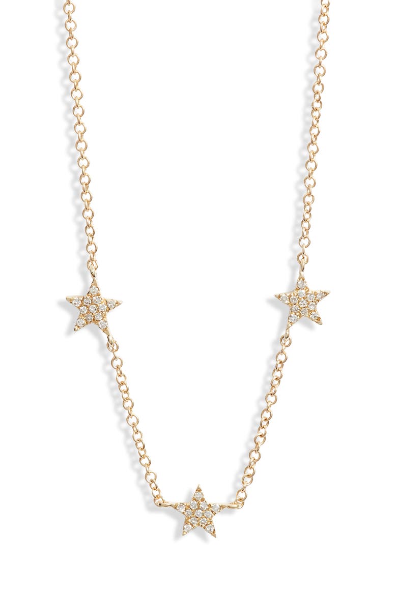 Three-Star Diamond Choker Necklace, Main, color, YELLOW GOLD/ BLUE TONES