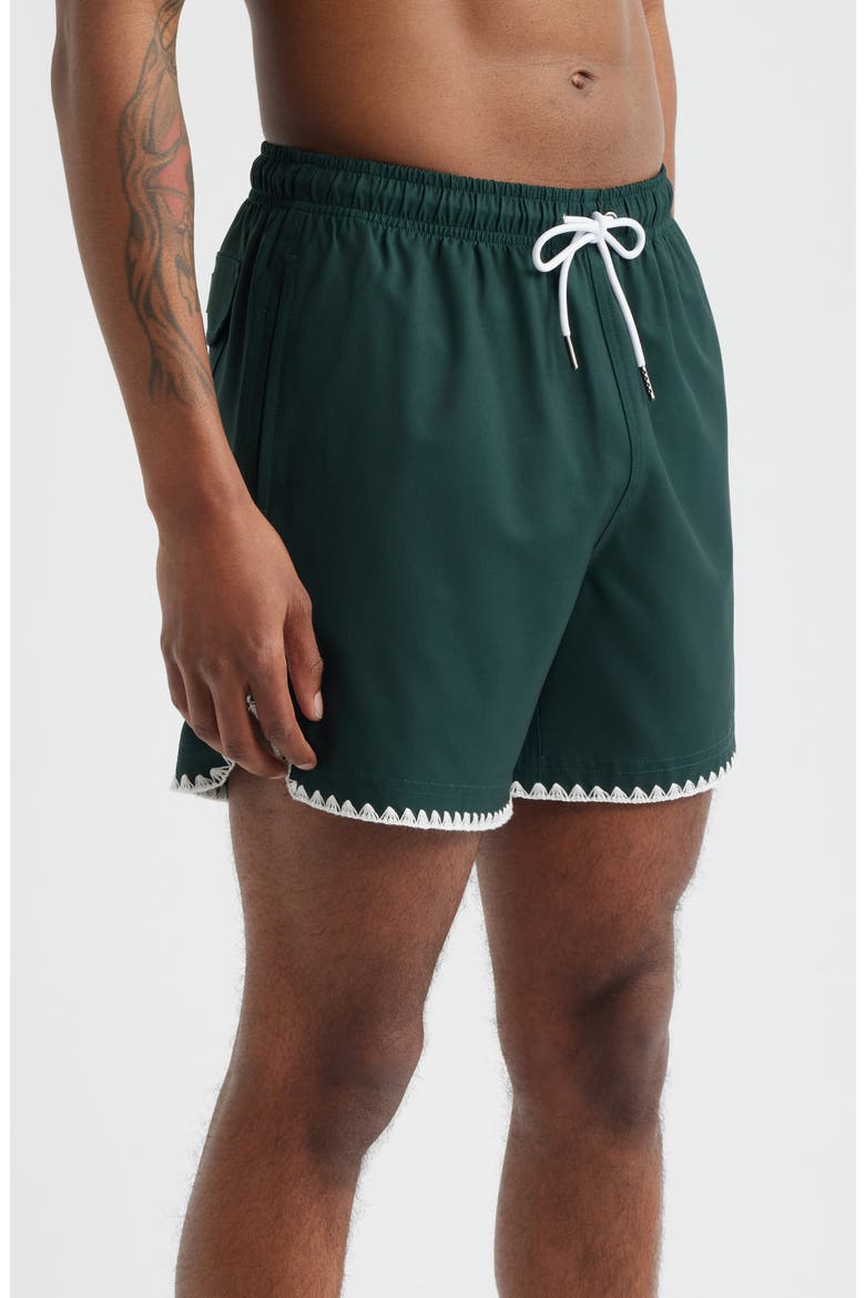 Green Course Stitch Swim Trunks, Alternate, color, GREEN