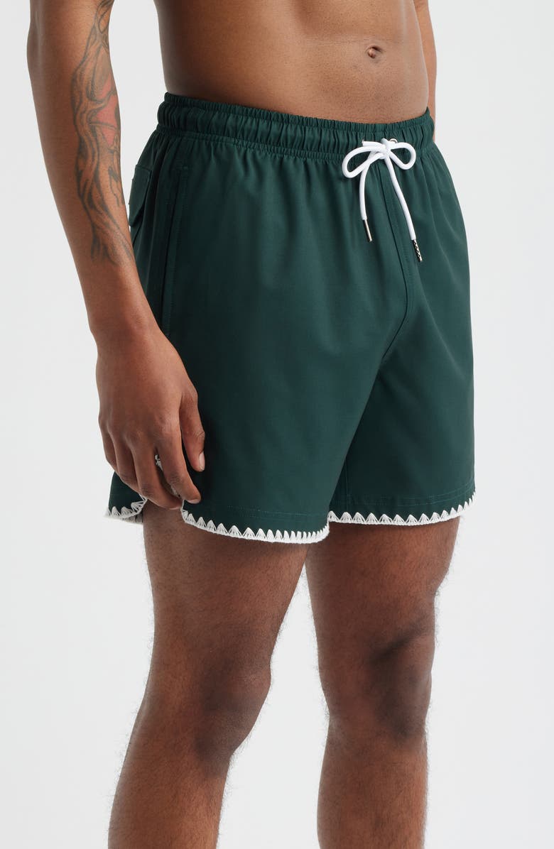 MAVRANS Green Course Stitch Swim Trunks, Alternate, color, Green