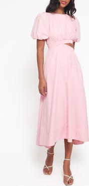 Petal & Pup Aminah Puff Sleeve Cutout Midi Dress