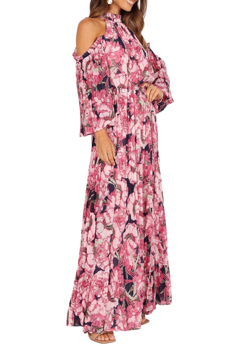 Petal & Pup Hilary Floral Cold Shoulder Long Sleeve Maxi Dress, Alternate, color, Pink Floral