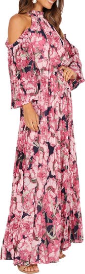 Hilary Floral Cold Shoulder Long Sleeve Maxi Dress