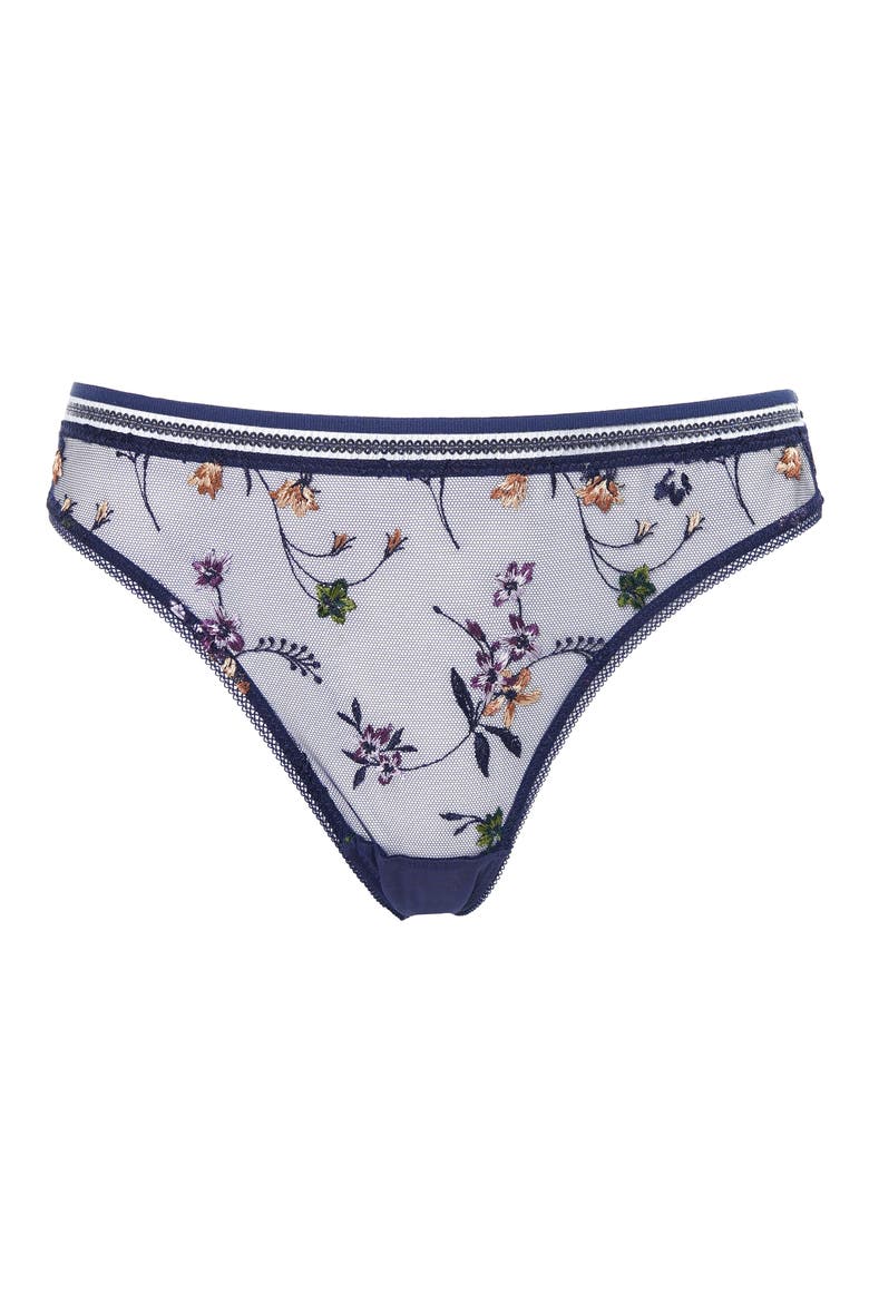 Insouciante Embroidered Mesh Briefs, Alternate, color, MARINE