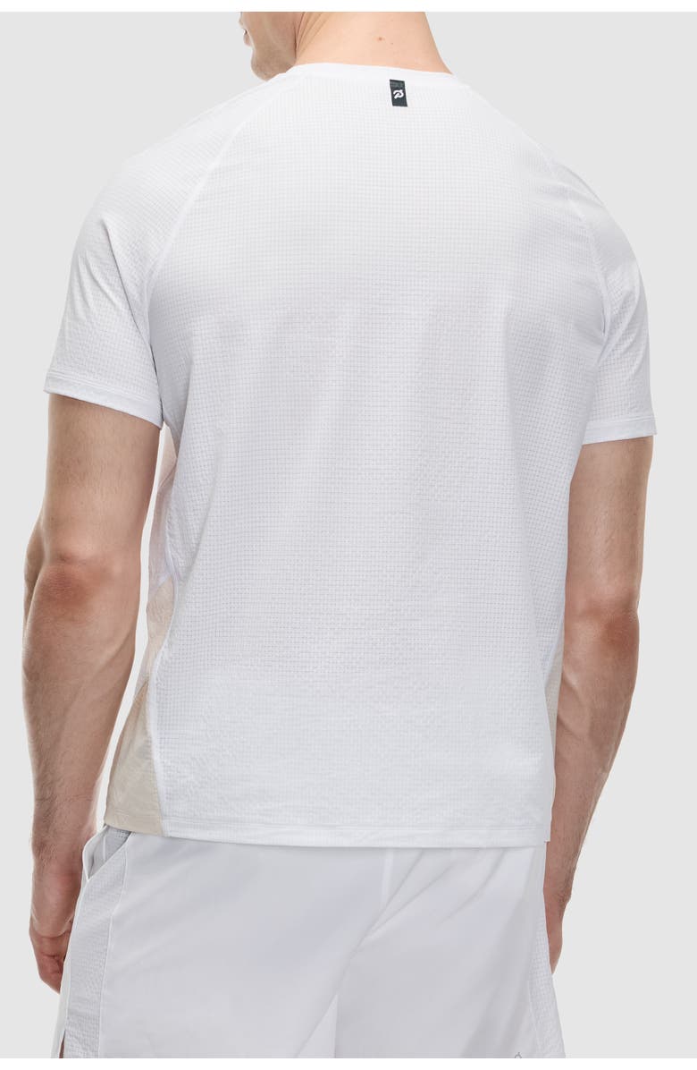 Peloton Grid Jacquard Colorblock Short Sleeve Tee, Alternate, color, Bright White