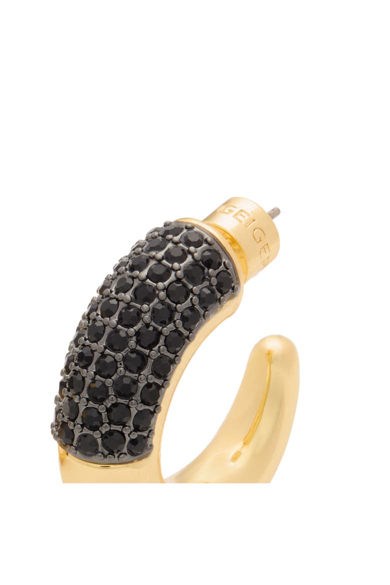 Pavé Crystal Chunky Hoop Earrings, Alternate, color, BLACK