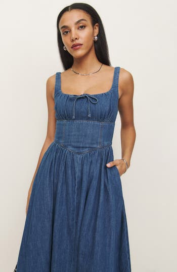 Balia Denim A-Line Midi Dress