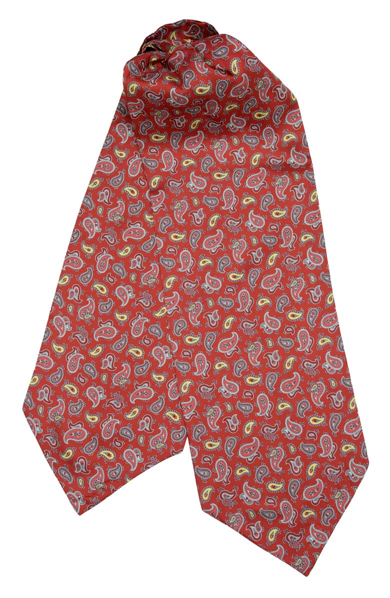 Elizabetta Sondrio - Silk Ascot Cravat Tie for Men, Main, color, Red