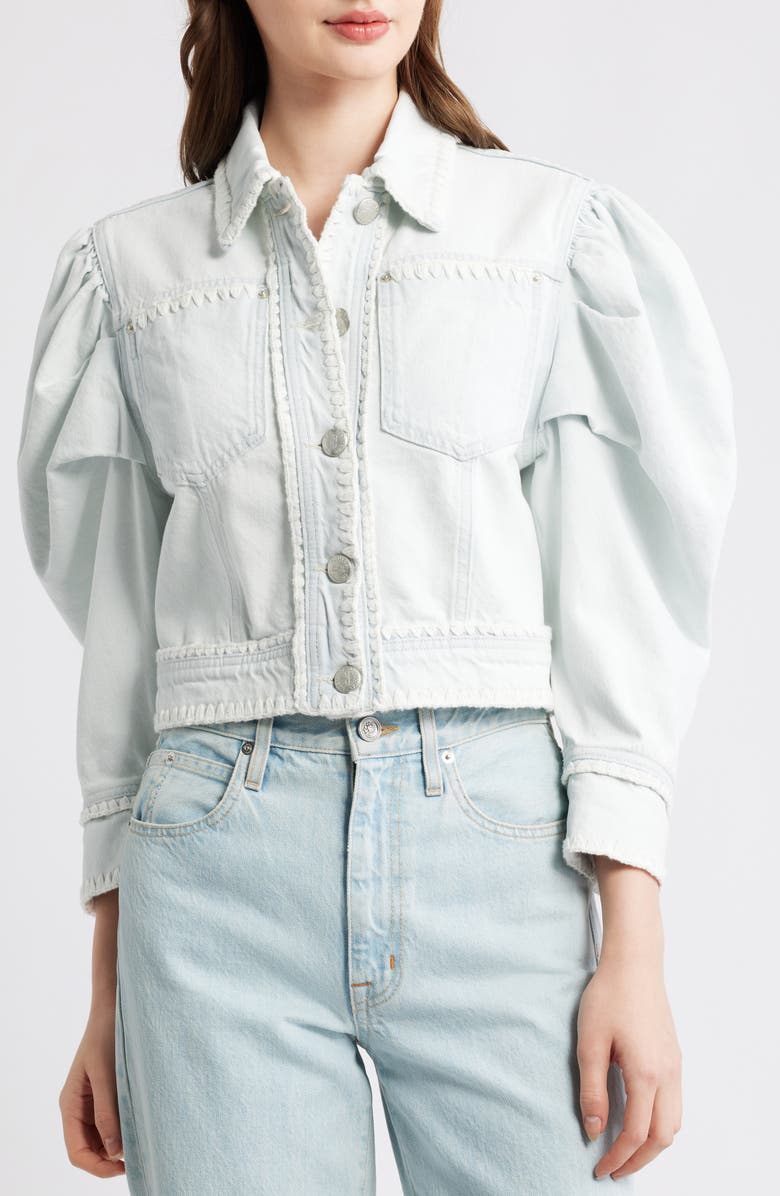 FARM Rio Stitch Detail Denim Jacket, Alternate, color, Denim