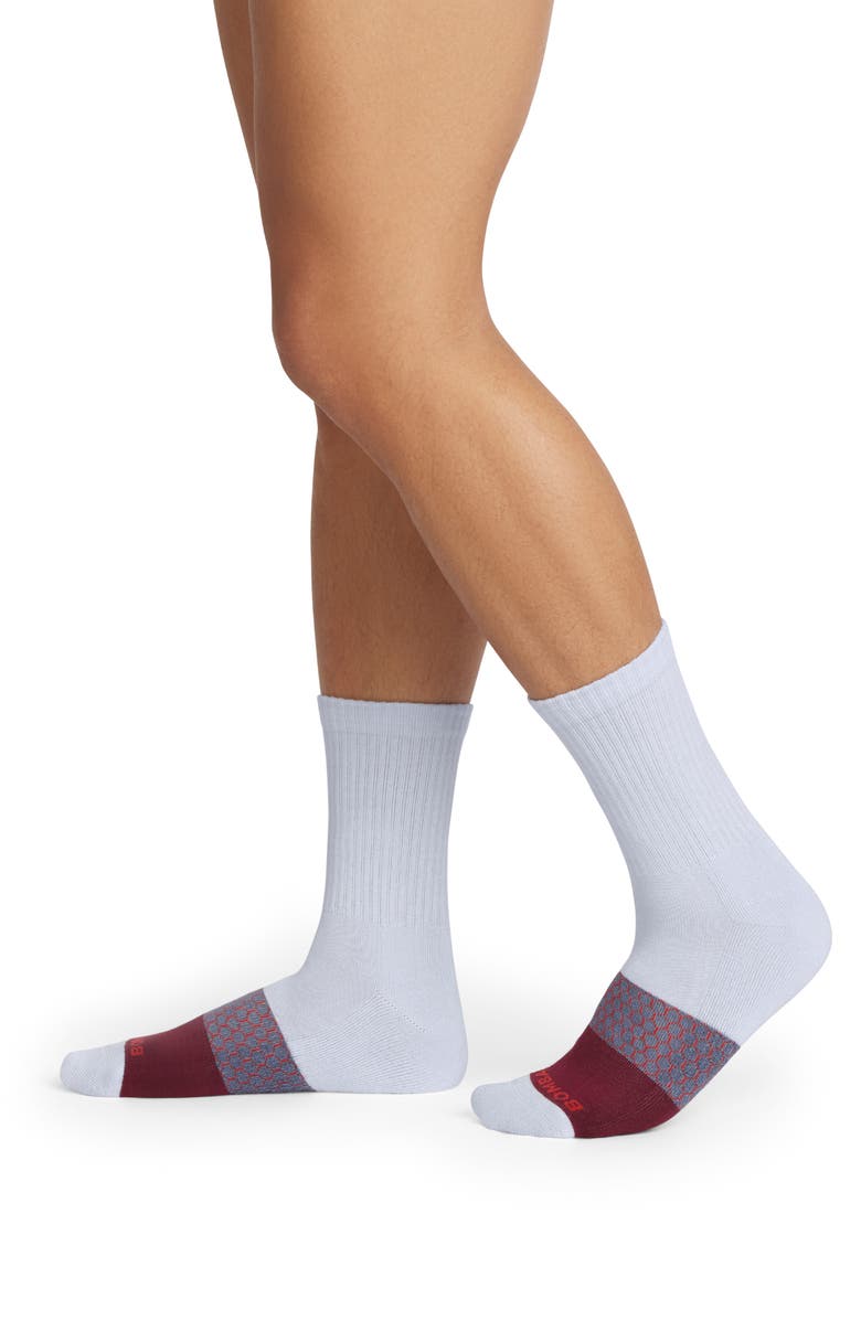 Bombas Tri Colorblock Half Calf Socks, Alternate, color, Sky Sail
