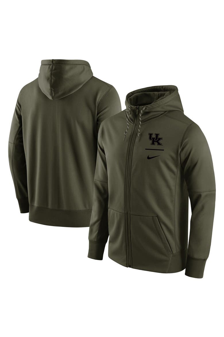 Men's Nike Olive Kentucky Wildcats Tonal Logo Stack Performance Full-Zip Hoodie, Main, color, Olive