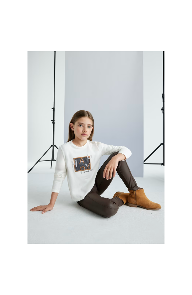 Mayoral Faux Leather Leggings, Alternate, color, Chocolate