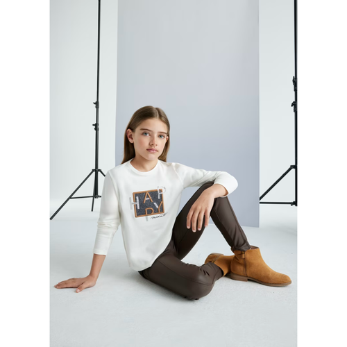 Mayoral Leather-effect Leggings In Brown