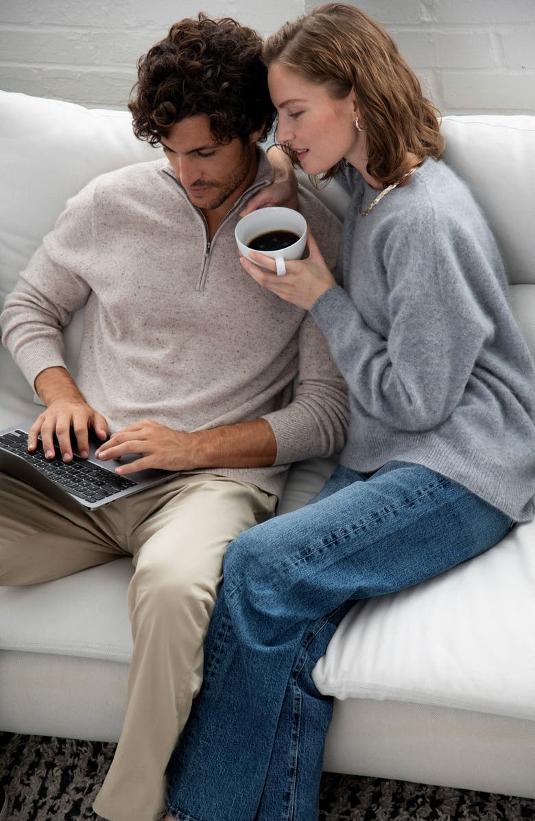 Nordstrom Brushed Cashmere Sweater, Alternate, color, Grey Snow Heather