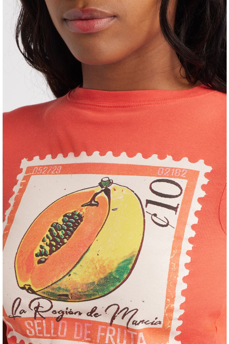 Papaya Cotton Graphic Baby Tee, Alternate, color, RED
