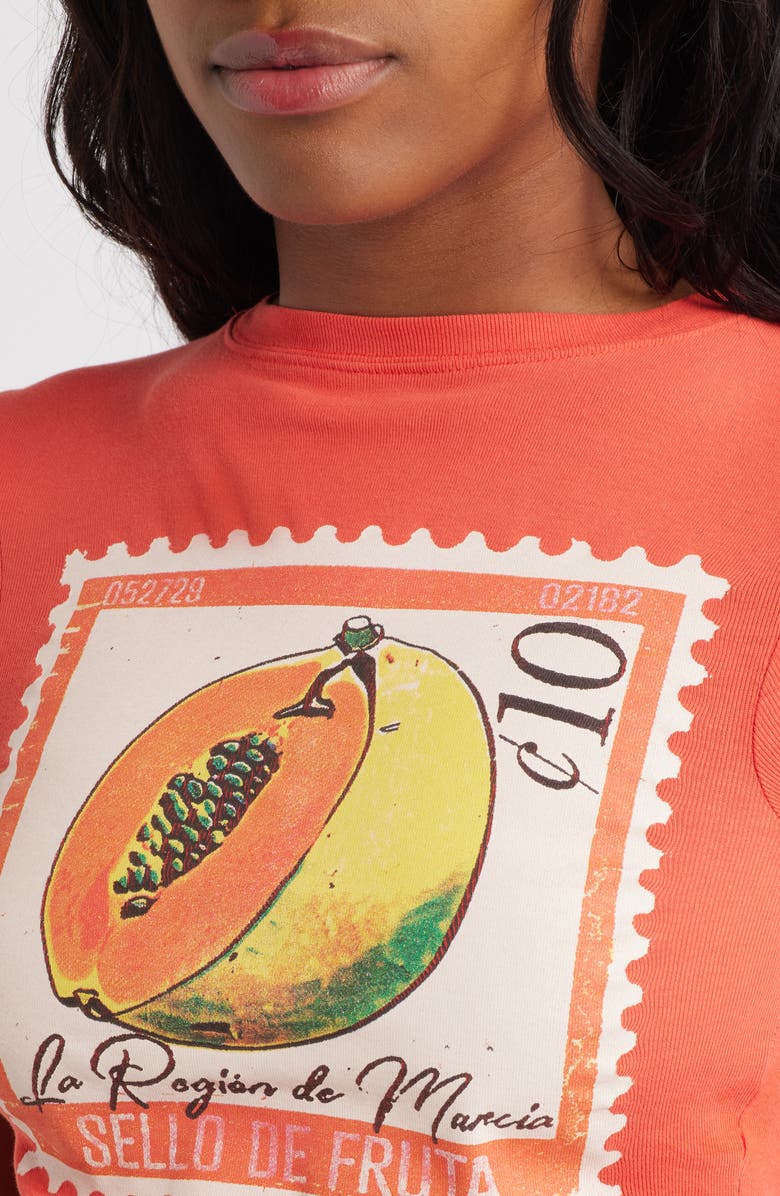 Topshop Papaya Cotton Graphic Baby Tee, Alternate, color, Red