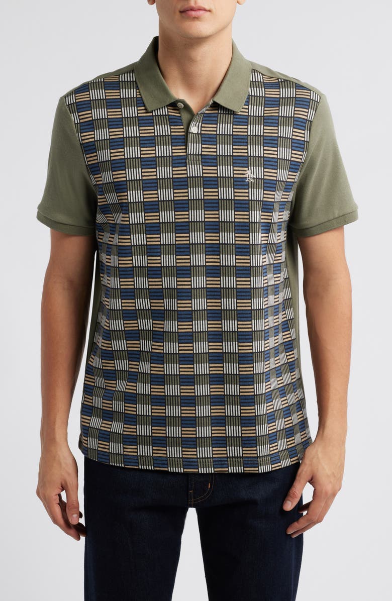 Original Penguin Geo Jacquard Cotton Polo, Main, color, 