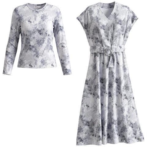 Midi Dress and Long Sleeve Top Two-Piece Set
