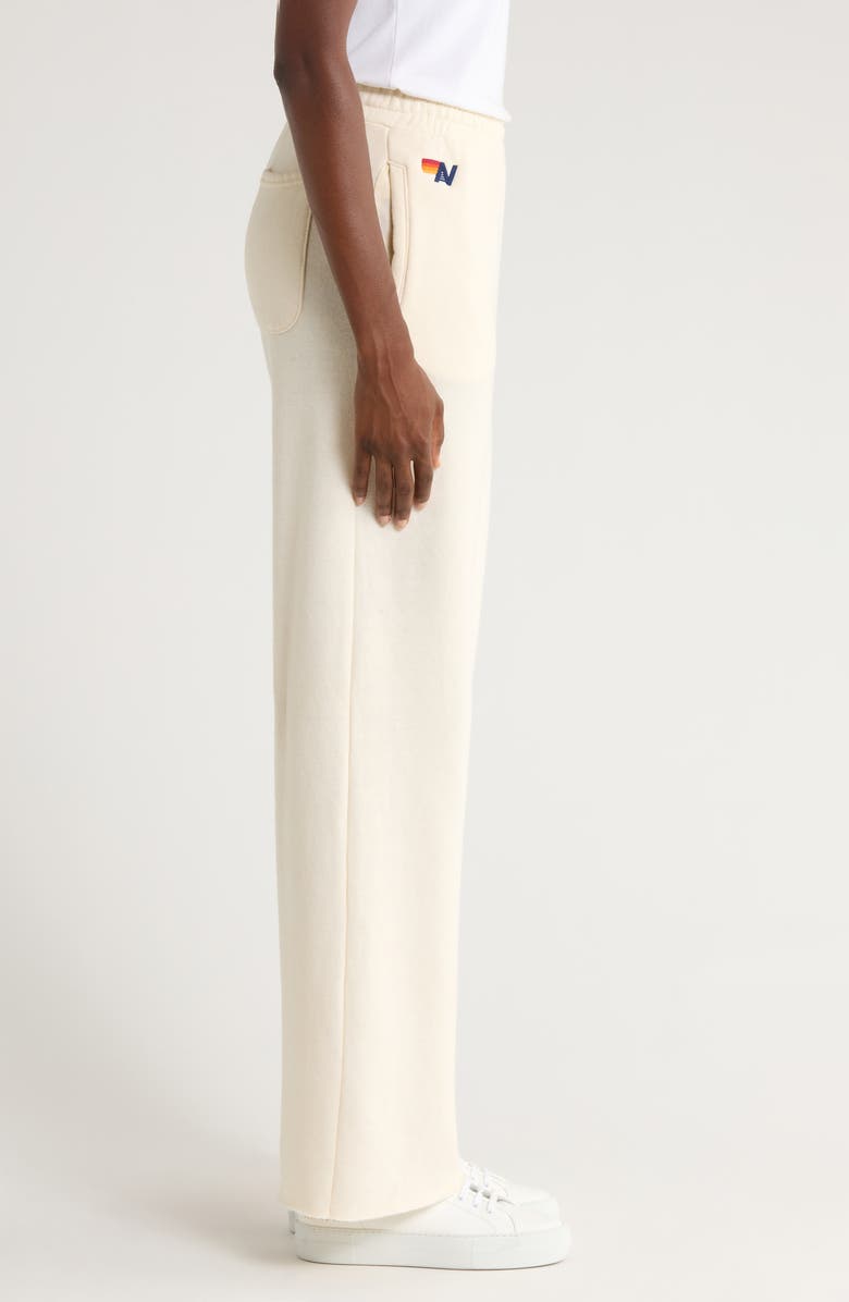 Aviator Nation 5-Stripe Wide Leg Sweatpants, Alternate, color, Vintage White/ White Neon